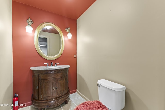 22 Enclosure Dr, Morganville, NJ 07751 - half bathroom with vanity and tile patterned floors