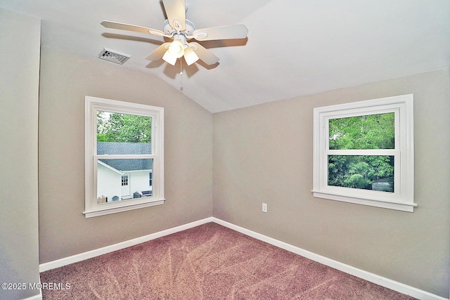 503 Center St, Forked River, NJ 08731 - carpeted empty room with a ceiling fan, vaulted ceiling, and baseboards