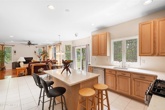 2 Kyle Ct, Jackson, NJ 08527 - kitchen featuring stainless steel appliances, a sink, recessed lighting, a kitchen breakfast bar, and healthy amount of natural light