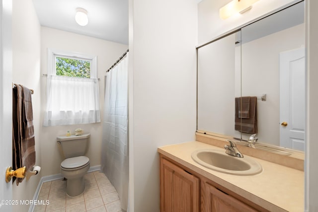 2 Kyle Ct, Jackson, NJ 08527 - bathroom featuring toilet, vanity, tile patterned flooring, baseboards, and a shower with curtain