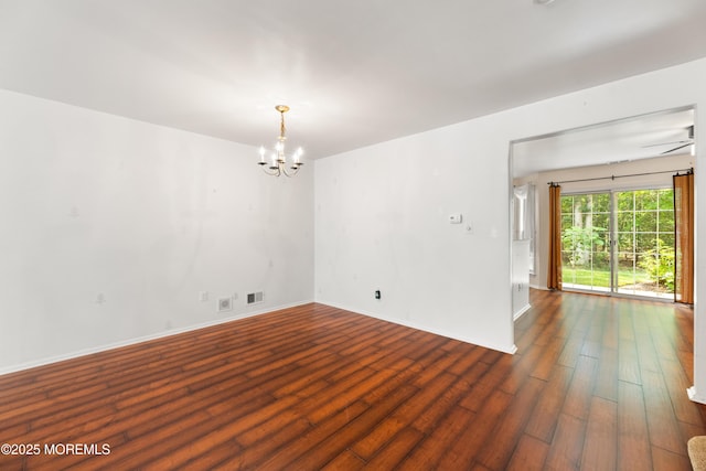 238 Larchwood Ct, Howell, NJ 07731 - unfurnished room featuring wood finished floors, a chandelier, and baseboards