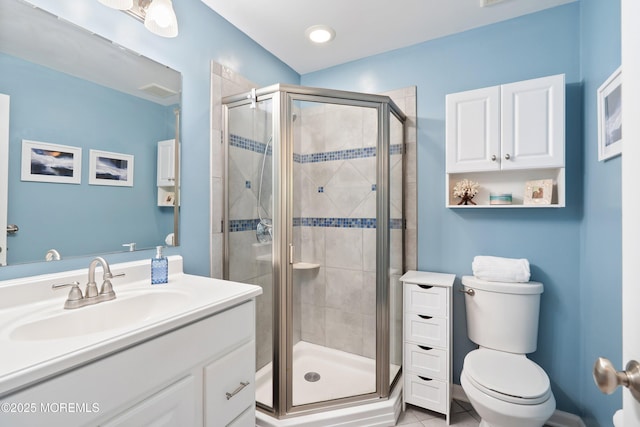 5 E Jack St, Hazlet, NJ 07730 - full bathroom featuring toilet, vanity, a stall shower, and tile patterned flooring