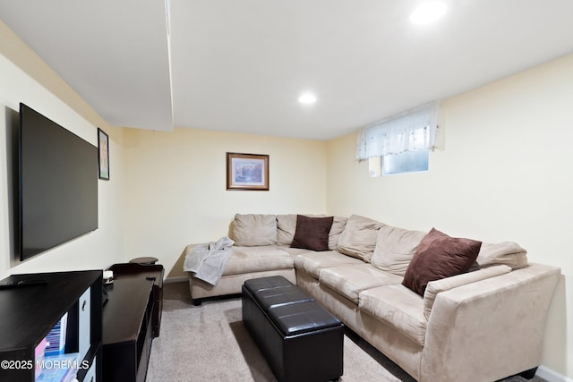 5 E Jack St, Hazlet, NJ 07730 - living room featuring recessed lighting, light colored carpet, and baseboards