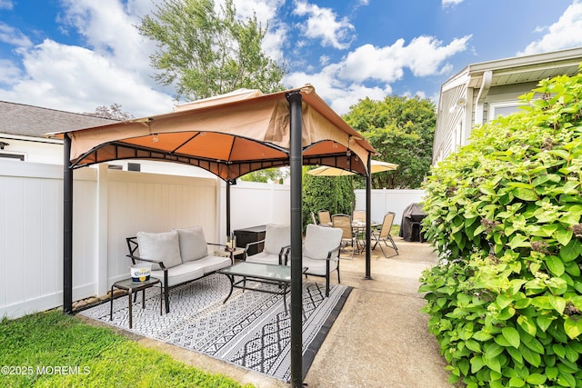5 E Jack St, Hazlet, NJ 07730 - fenced backyard with a gazebo, outdoor lounge area, a patio area, and outdoor dining space