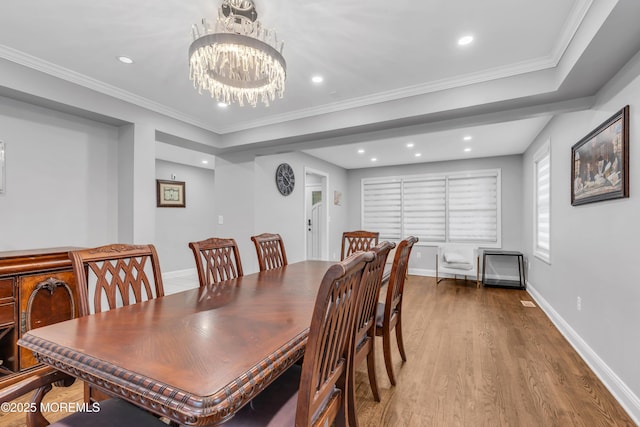 137 Willow Dr, Jackson, NJ 08527 - dining room with wood finished floors, recessed lighting, a chandelier, baseboards, and crown molding