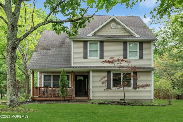 137 Willow Dr, Jackson, NJ 08527 - view of front of property with covered porch, a front yard, and roof with shingles