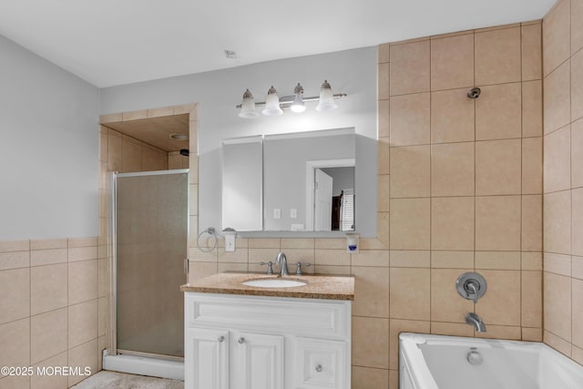 137 Willow Dr, Jackson, NJ 08527 - full bath featuring tile walls, a stall shower, a bath, and vanity