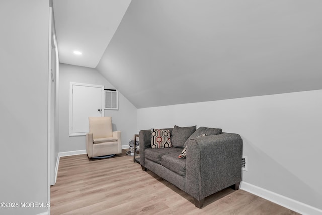 137 Willow Dr, Jackson, NJ 08527 - sitting room featuring baseboards, wood finished floors, and vaulted ceiling