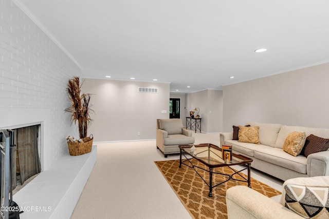 2627 Ramshorn Dr, Manasquan, NJ 08736 - living room with carpet, recessed lighting, and crown molding