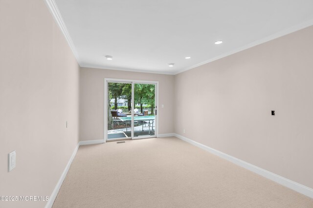 2627 Ramshorn Dr, Manasquan, NJ 08736 - unfurnished room with ornamental molding, light colored carpet, and recessed lighting