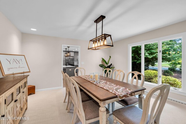 2627 Ramshorn Dr, Manasquan, NJ 08736 - dining area with light colored carpet, healthy amount of natural light, and recessed lighting