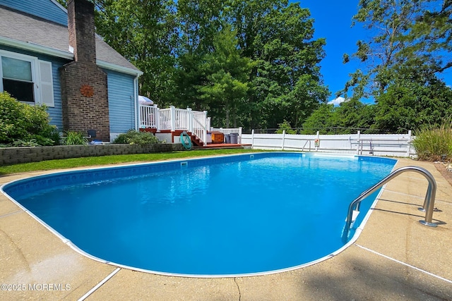 1 Lafayette Ct, Barnegat, NJ 08005 - view of pool with a wooden deck and stairs