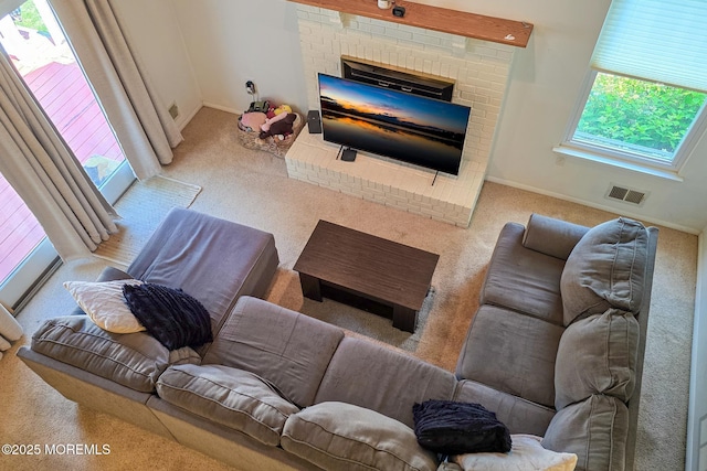 1 Lafayette Ct, Barnegat, NJ 08005 - living room with carpet flooring, a fireplace, and baseboards