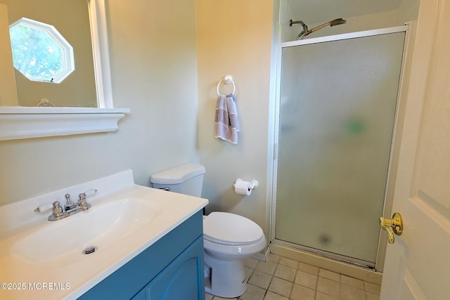 1 Lafayette Ct, Barnegat, NJ 08005 - bathroom featuring tile patterned floors, a stall shower, vanity, and toilet