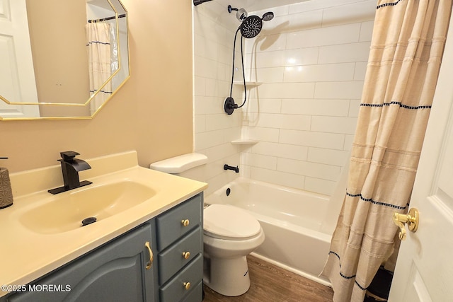 1 Lafayette Ct, Barnegat, NJ 08005 - full bathroom featuring vanity, shower / bath combo, wood finished floors, and toilet