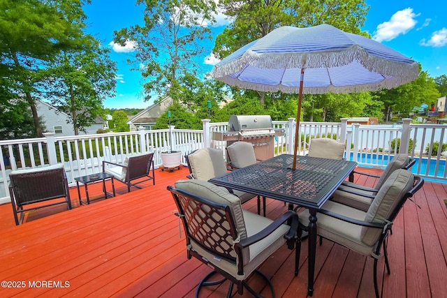 1 Lafayette Ct, Barnegat, NJ 08005 - wooden terrace featuring outdoor dining area and grilling area