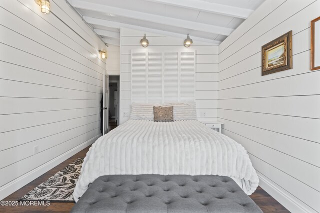 68 Gregg Dr, Beach Haven West, NJ 08050 - bedroom with wood walls and dark wood finished floors