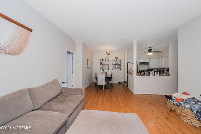 511 Coppola Dr, South Plainfield, NJ 07080 - living room featuring light wood-style flooring and ceiling fan