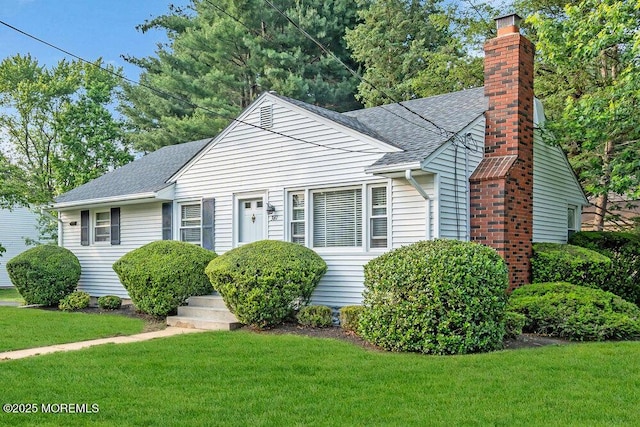 361 Meadowbrook Ave, Eatontown, NJ 07724 - view of front of home featuring a shingled roof, a chimney, and a front lawn