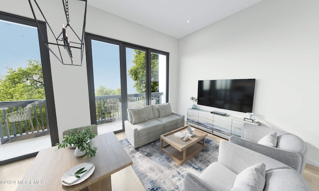 1 5th Ave Unit 409, Neptune City, NJ 07753 - living room featuring a chandelier and wood finished floors