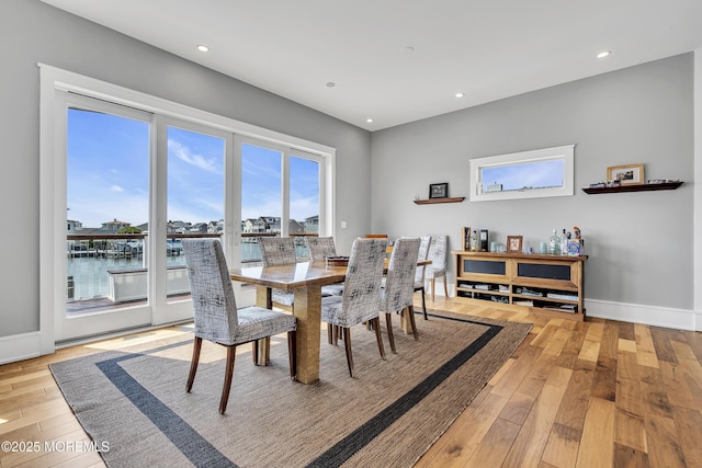 1639 Bay Blvd, Ortley Beach, NJ 08751 - dining space featuring light wood-style flooring, recessed lighting, and a water view