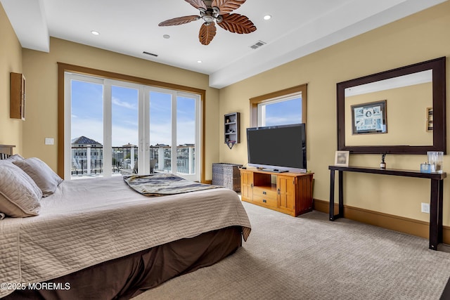 1639 Bay Blvd, Ortley Beach, NJ 08751 - carpeted bedroom with access to exterior, recessed lighting, and ceiling fan