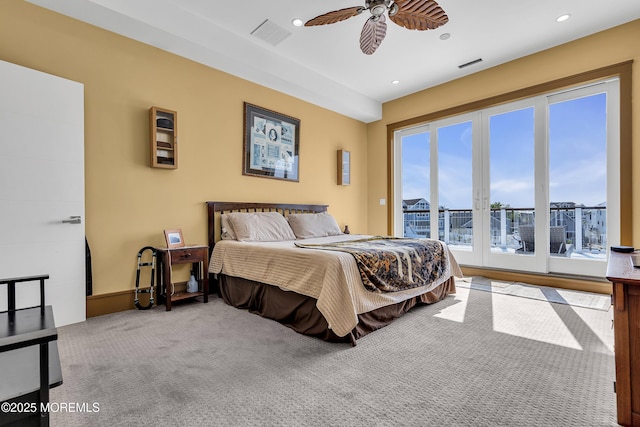 1639 Bay Blvd, Ortley Beach, NJ 08751 - bedroom with access to outside, carpet flooring, a ceiling fan, and recessed lighting
