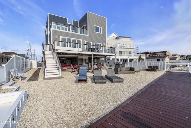 1639 Bay Blvd, Ortley Beach, NJ 08751 - rear view of house featuring stairs, a wooden deck, and a patio