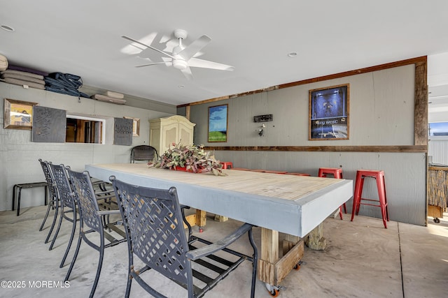 1639 Bay Blvd, Ortley Beach, NJ 08751 - dining area with concrete floors and ceiling fan