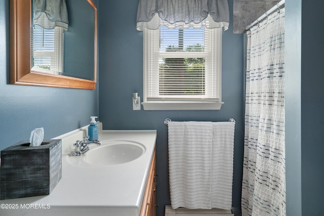 33 Oak Ln, Little Egg Harbor, NJ 08087 - bathroom featuring vanity and curtained shower