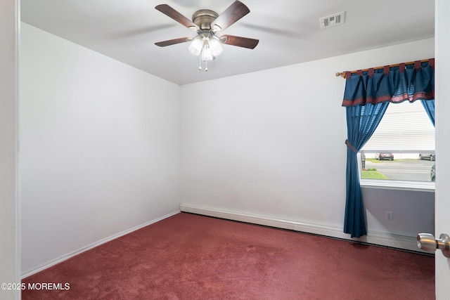 33 Oak Ln, Little Egg Harbor, NJ 08087 - spare room featuring carpet, a ceiling fan, a baseboard radiator, and baseboards