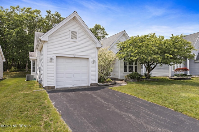 18 Valley Stream Pl, Barnegat, NJ 08005 - view of front facade with a garage, central air condition unit, a front lawn, and driveway