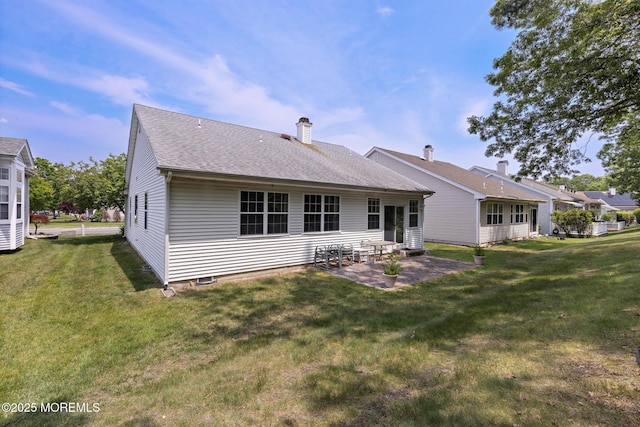 18 Valley Stream Pl, Barnegat, NJ 08005 - back of house featuring a patio, a yard, a shingled roof, and a chimney