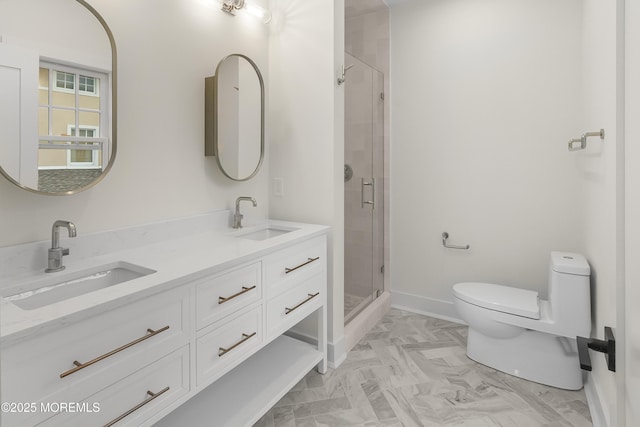 205 Edgemont Dr Unit 2, Loch Arbour Village, NJ 07711 - bathroom featuring toilet, a stall shower, and double vanity