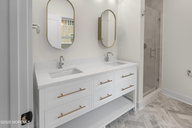 205 Edgemont Dr Unit 2, Loch Arbour Village, NJ 07711 - bathroom featuring a stall shower and double vanity