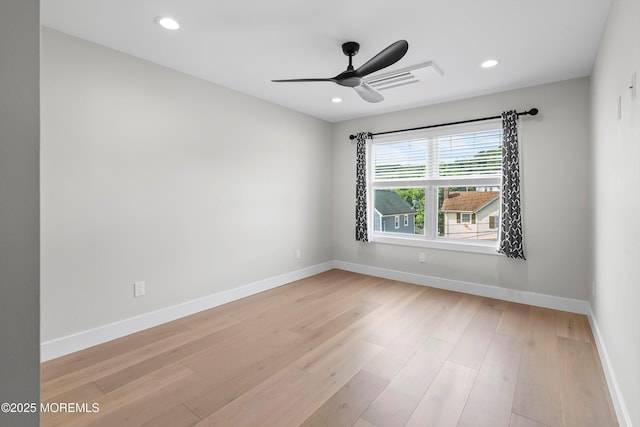 72 4th St, Highlands, NJ 07732 - spare room with light wood-style floors, ceiling fan, baseboards, and recessed lighting