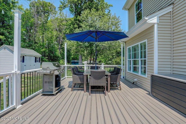 10 Unity Ct, Middletown, NJ 07748 - wooden deck featuring outdoor dining space and area for grilling
