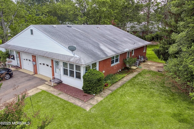 186 Laurel Pl Unit B, Whiting, NJ 08759 - back of house with a yard, a garage, asphalt driveway, and roof with shingles