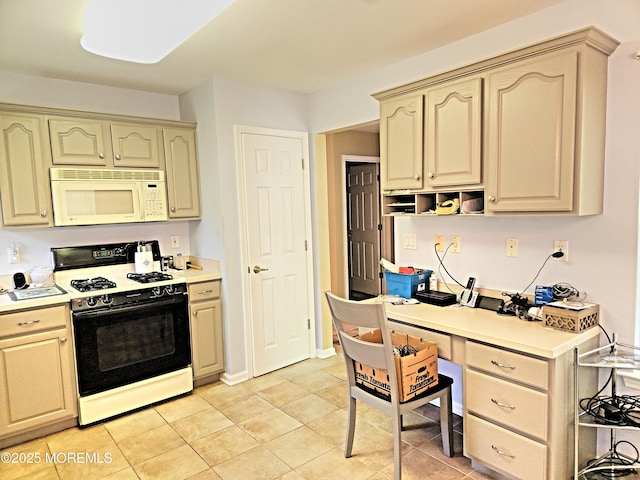 12 Skylark Ln, Lakewood, NJ 08701 - kitchen featuring white microwave, range with gas cooktop, and light countertops
