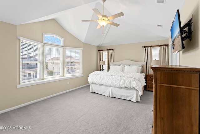 7 Brown Ave, Lavallette, NJ 08735 - carpeted bedroom with lofted ceiling, baseboards, multiple windows, and a ceiling fan