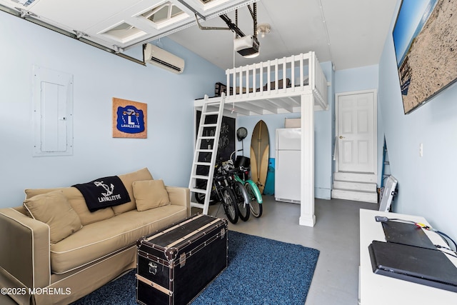 7 Brown Ave, Lavallette, NJ 08735 - living area featuring a wall unit AC, electric panel, and finished concrete floors