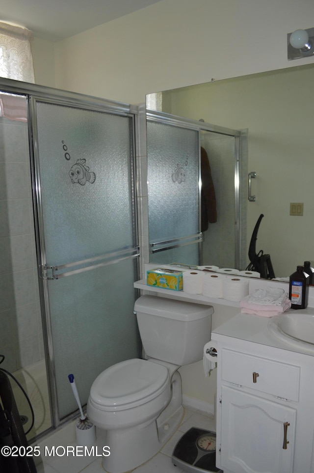 38 Sheffield Dr, Forked River, NJ 08731 - bathroom featuring vanity, a shower stall, and tile patterned floors