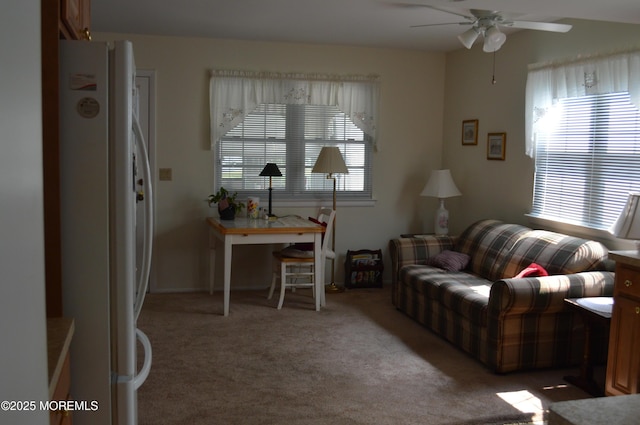 38 Sheffield Dr, Forked River, NJ 08731 - carpeted living area featuring ceiling fan