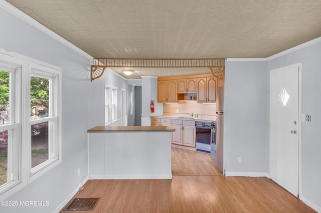 23 Southwind Cir, Jackson, NJ 08527 - kitchen featuring a sink, black dishwasher, light wood finished floors, crown molding, and baseboards