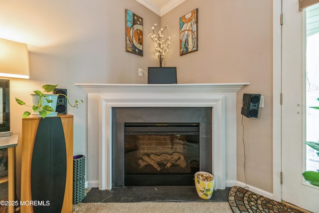 326 Sloan Ct, Matawan, NJ 07747 - detailed view of a glass covered fireplace and ornamental molding