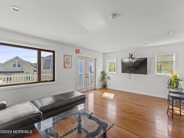305 Franklin Ave, Seaside Heights, NJ 08751 - living area featuring wood-type flooring, baseboards, french doors, and recessed lighting