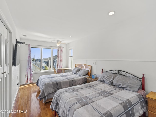 305 Franklin Ave, Seaside Heights, NJ 08751 - bedroom with wood finished floors, a closet, and recessed lighting