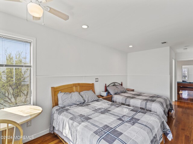 305 Franklin Ave, Seaside Heights, NJ 08751 - bedroom with wood finished floors, recessed lighting, ceiling fan, and baseboards