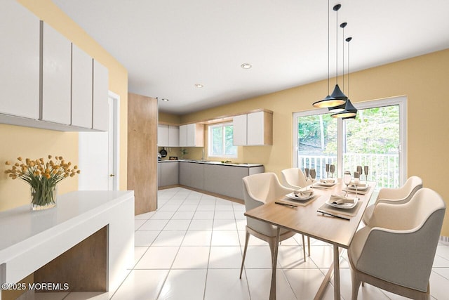 35 High Ridge Rd, Ocean Twp, NJ 07712 - dining space with light tile patterned floors and recessed lighting