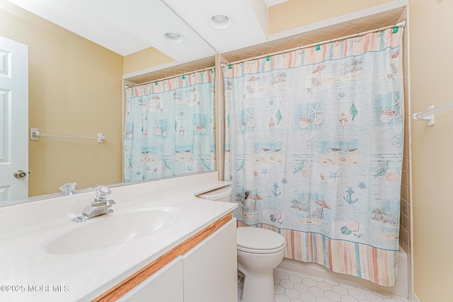35 High Ridge Rd, Ocean Twp, NJ 07712 - bathroom featuring vanity, tile patterned flooring, and recessed lighting